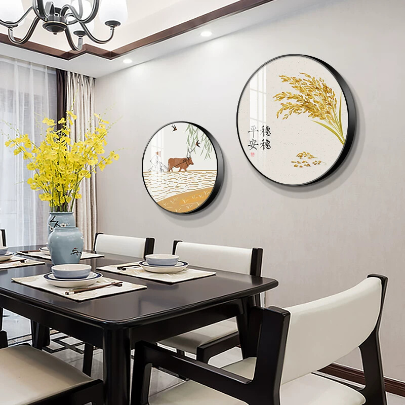 家庭家用餐厅装饰画新中式餐厅墙面装饰饭店墙壁饭厅挂画春耕图