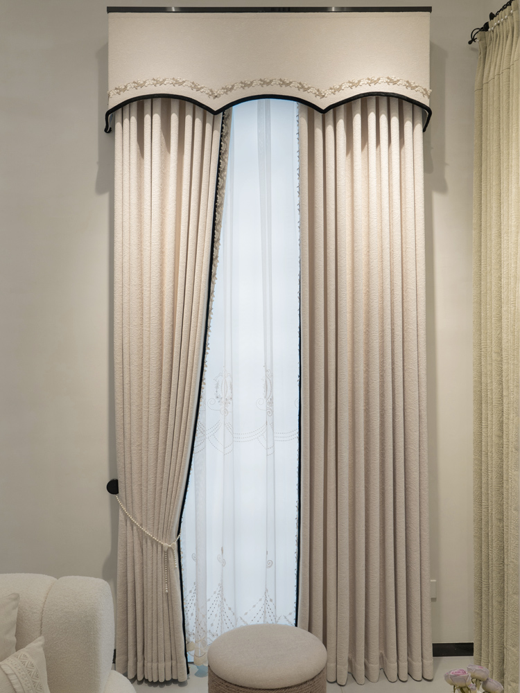 高档大气现代简约客厅卧室书房遮光轻奢欧式雪尼尔暗纹新款窗帘布