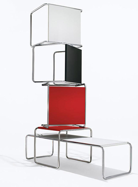 北欧极简设计师中古不锈钢长茶几拉齐奥茶几长方形白色边几矮桌子