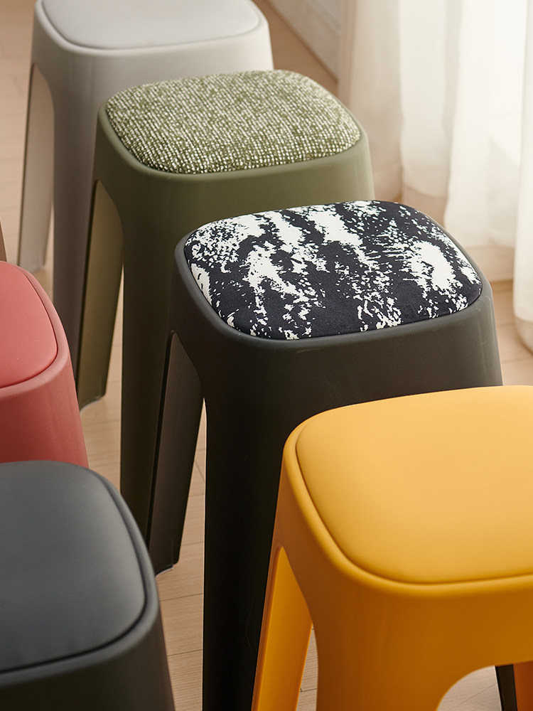 塑料凳子加厚家用可叠放软包方凳备用餐桌吃饭商用高板凳现代简约,住宅家具,其它凳子,淘宝优惠券,粉丝福利购,淘宝优惠卷