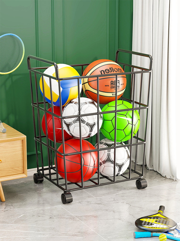 篮球收纳架家用夹缝收纳箱带轮可移动羽毛球健身器材瑜伽垫置物架
