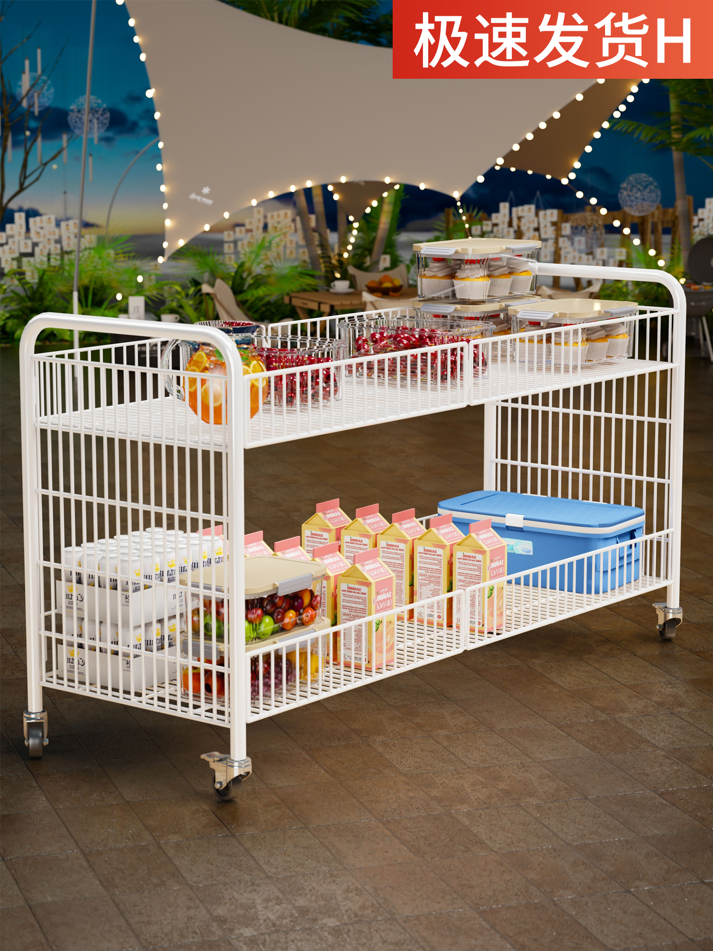 夜市摆摊小推车加大地摊折叠展示架可移动水果饮料小吃车摊位架子