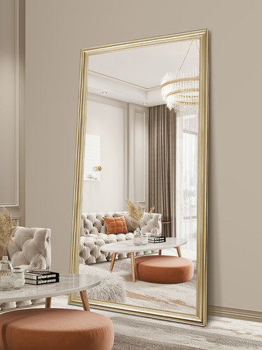 伯仑轻奢欧式穿衣镜子全身镜落地镜贴墙服装店立体试衣镜家用挂墙