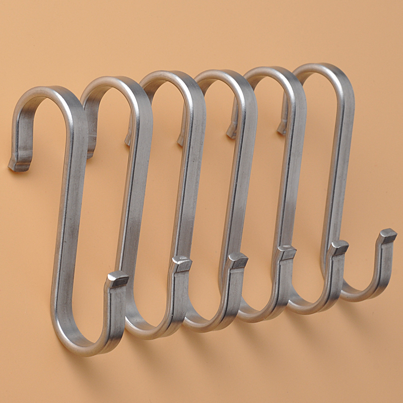 承重304不锈钢s钩厨房挂钩吊钩S型挂杆挂件单个勾子扁钩7钩大号钩