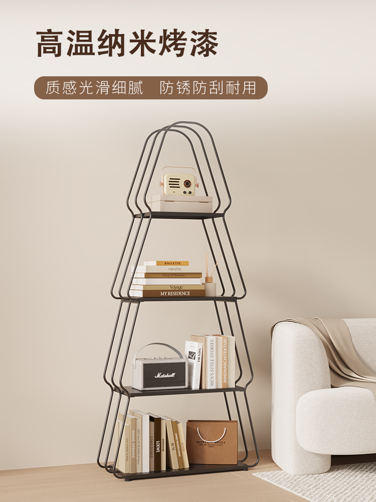 网红落地铁艺书架置物架创意客厅杂志架展示架卧室儿童绘本收纳架