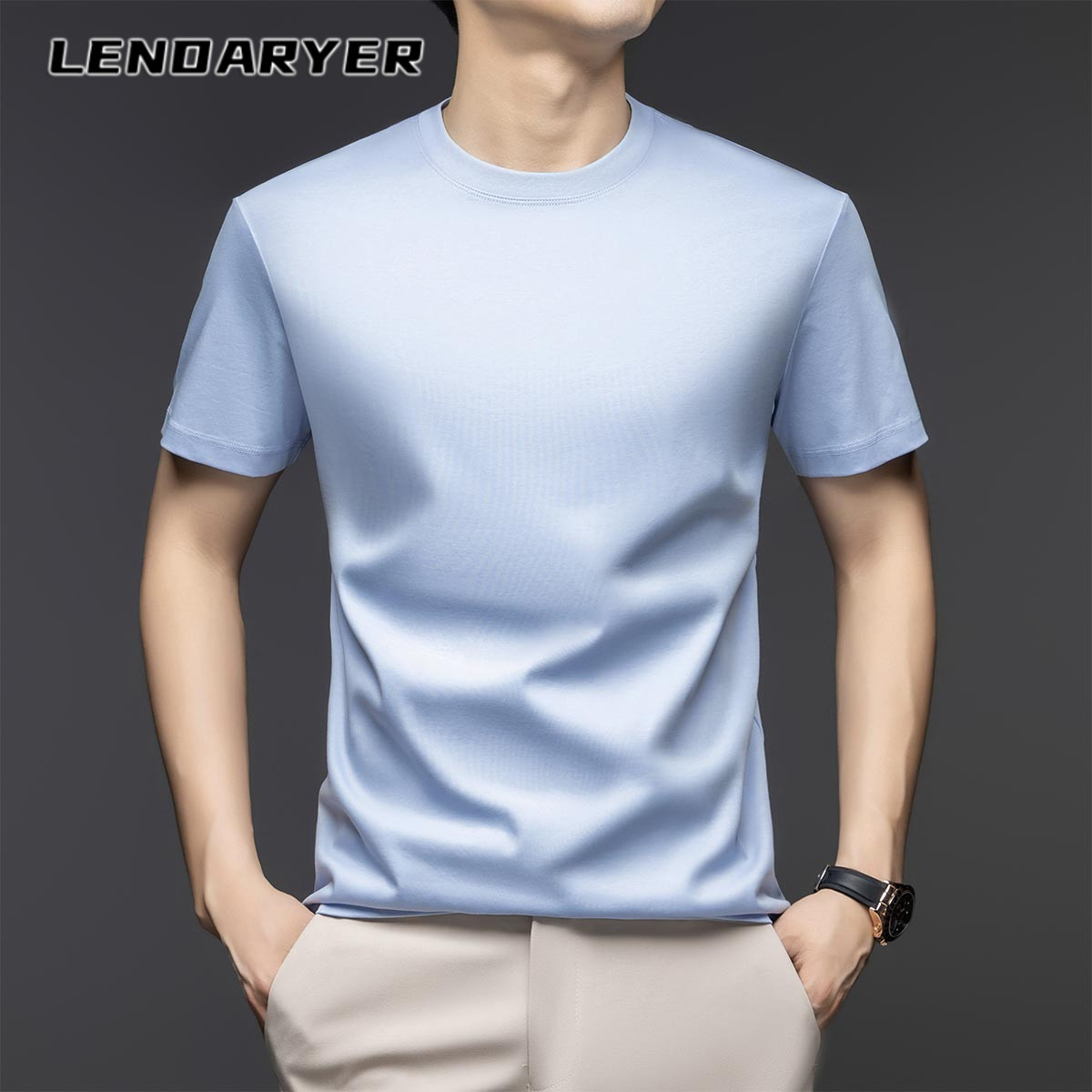 LENDARYER短袖T恤男夏季新款【甄选新疆长绒棉】时尚高端圆领体恤
