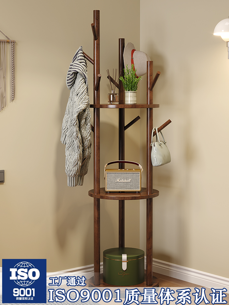 实木旋转衣帽架落地衣架卧室家用置物架立式衣服架子客厅挂衣架子