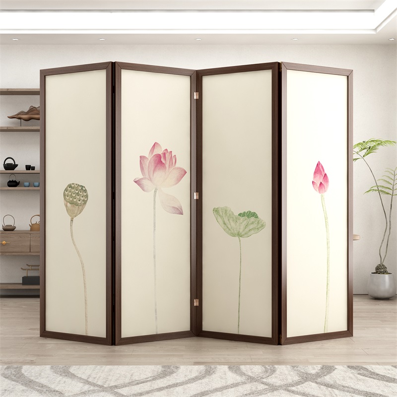 2025新款实木高档中国风屏风隔断客厅折叠移动新中式办公室卧室