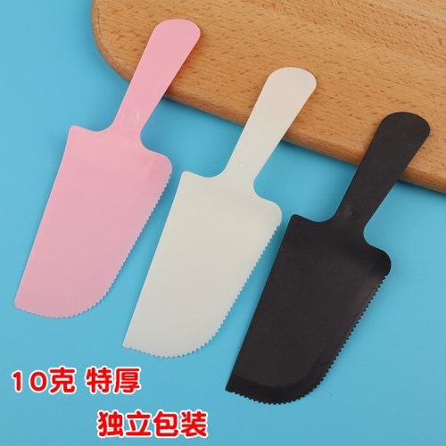 10g特厚蛋糕刀一次性托刀锯齿切刀切蛋糕专用刀塑料刀叉勺盘独立