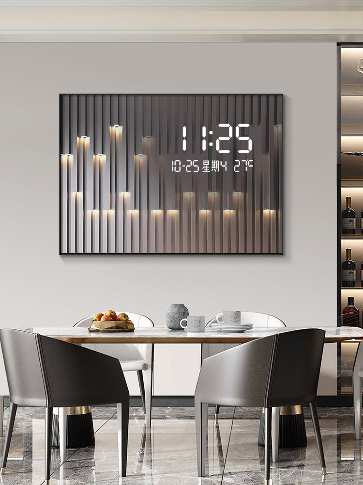 现代简约轻奢电表箱装饰画2024新款配电箱电闸遮挡画夜光电子时钟
