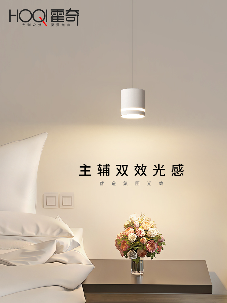 全光谱可升降小吊灯2025新款极简现代简约玄关卧室床头护眼吊线灯