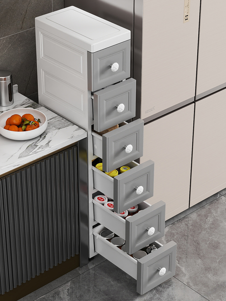 抽屉式夹缝收纳箱家用极窄侧边立柜卫生间缝隙储物盒厨房置物架子