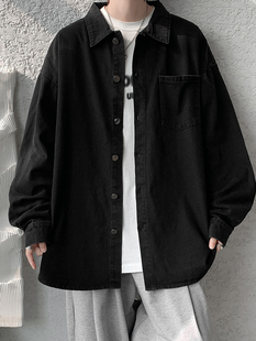 黑色牛仔外套男春秋款2025新款秋春大学生男装棒球服男生夹克衬衫