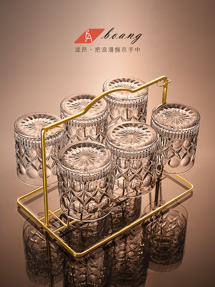 高颜值威士忌酒杯创意玻璃啤酒杯家用杯子套装欧式网红酒吧洋酒杯