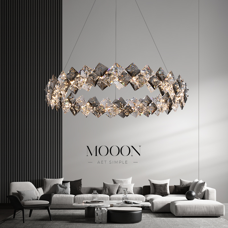 慕能意式极简客厅吊灯轻奢高级感水晶吊灯现代简约客厅灯大厅主灯