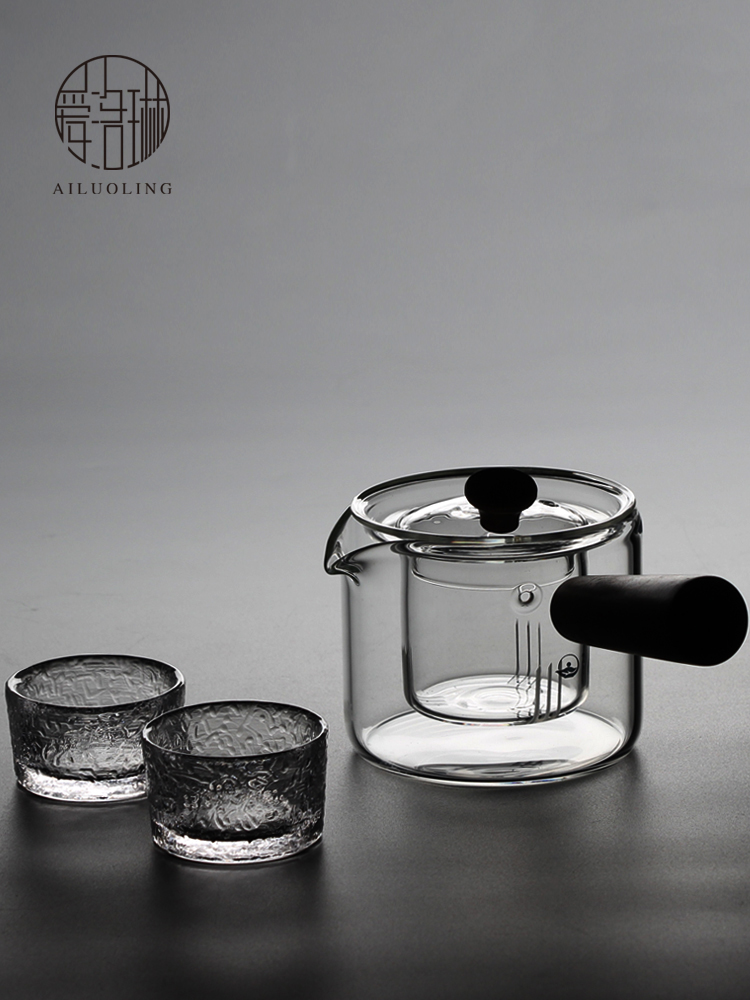 爱洛琳 耐高温玻璃煮茶壶侧把黑茶小青柑泡茶壶家用罐罐茶煮茶器