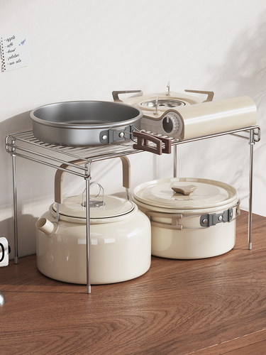 201不锈钢微波炉架子厨房置物架台面烤箱收纳架储物架橱柜分层架