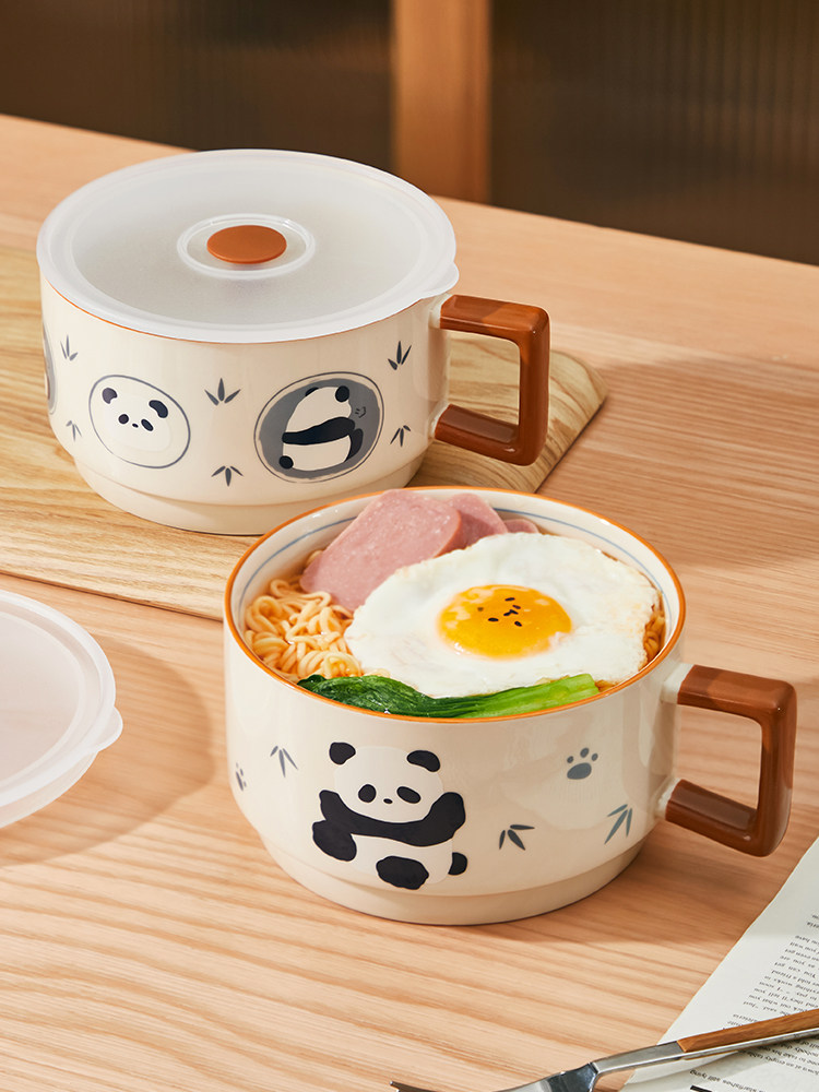 陶瓷泡面碗带盖宿舍学生家用釉下彩面碗可微波炉饭碗螺蛳粉专用碗,餐饮具,碗,淘宝优惠券,粉丝福利购,淘宝优惠卷