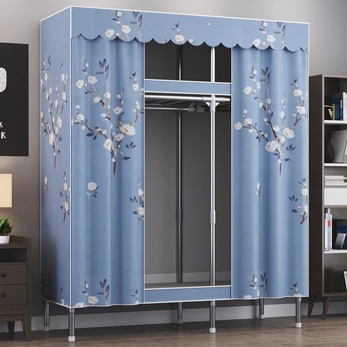 衣柜家用卧室现代简约简易出租房用开门式布衣柜钢管加粗加固收纳