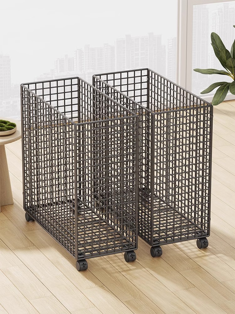 家用瑜伽垫收纳筐落地式泡沫滚轮健身器材运动工具羽毛球拍置物架