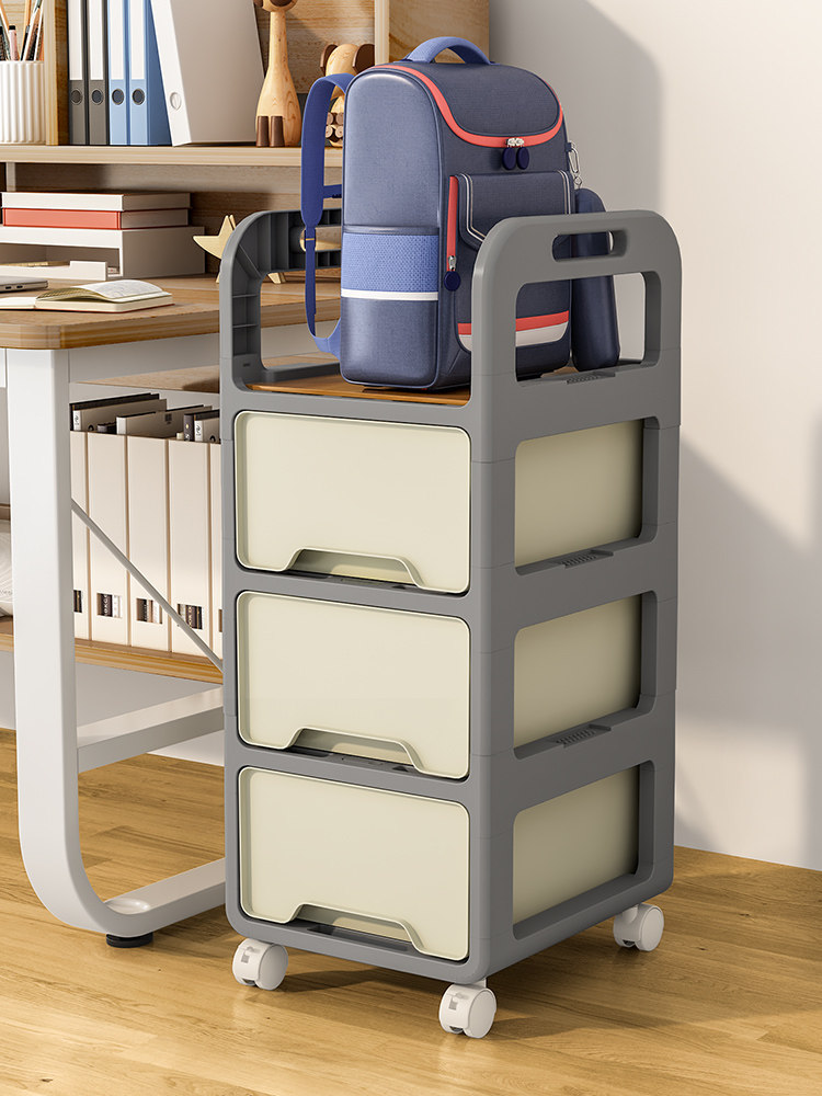 书包置物架抽屉式桌下桌旁夹缝多层收纳柜家用宿舍移动小推车书架