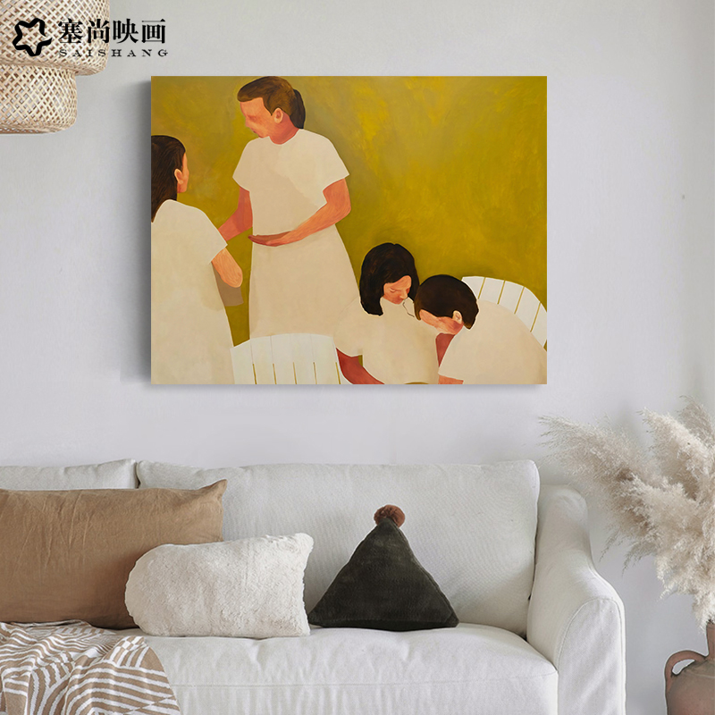 法式复古美拉德客厅抽象人物装饰画诧寂风客厅餐厅玄关艺术挂画图片