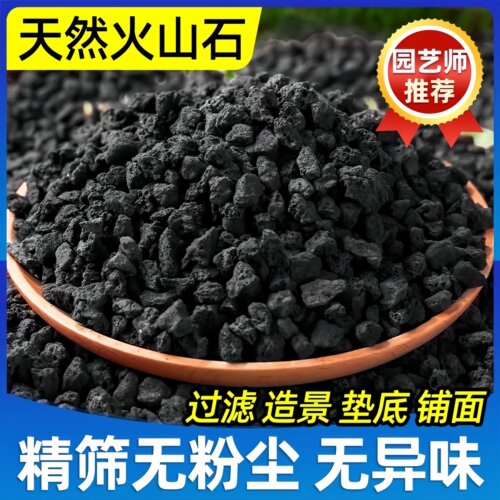 黑色天然火山石颗粒黑火山石拌土多肉铺面开鱼缸过滤底砂水族造景