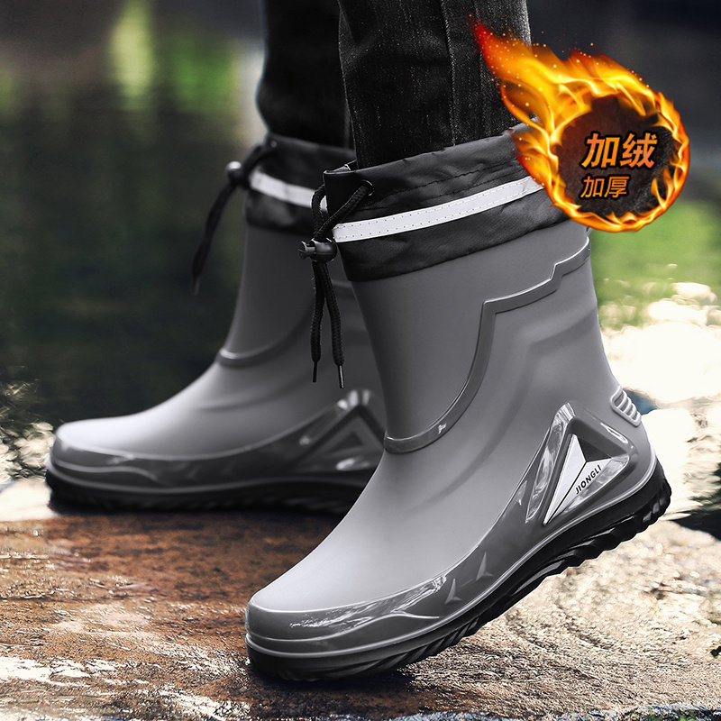 雨鞋男款2025新款防水防滑男士水鞋成人胶鞋钓鱼高长筒加绒雨靴子