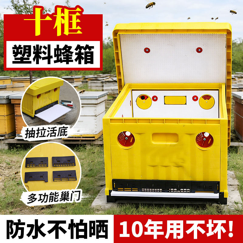 新型塑料十框蜂箱活底中蜂蜂箱全套标准多功能双层塑料蜜蜂箱