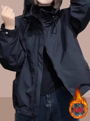 2025秋冬季新款女士短外套加绒加厚爆款冲锋衣小个子大码女装棉服