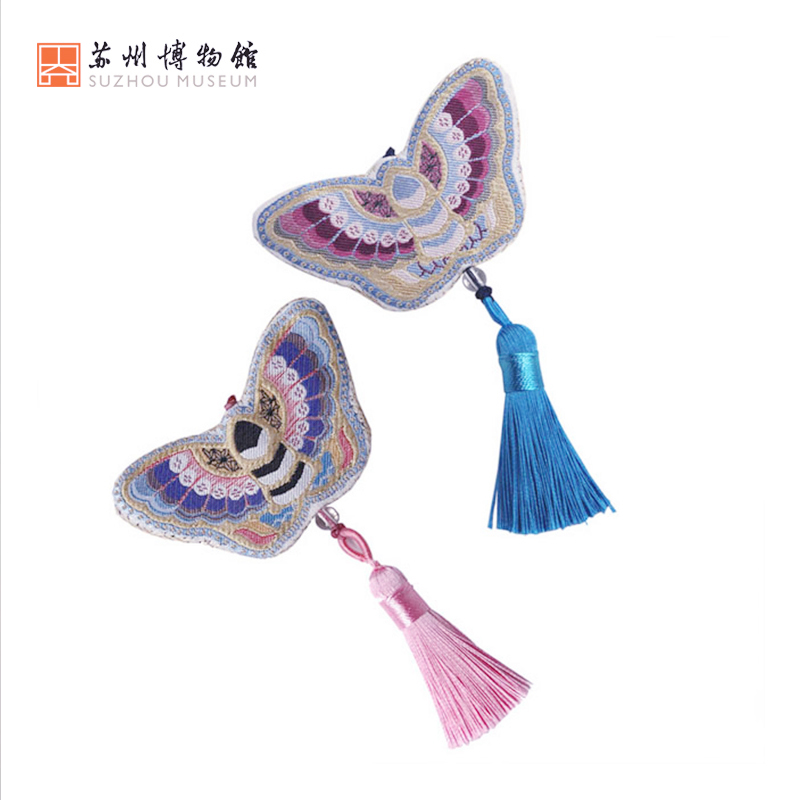 苏州博物馆 宋锦蝴蝶书签非物质文化遗产宋锦流苏书签古风礼物