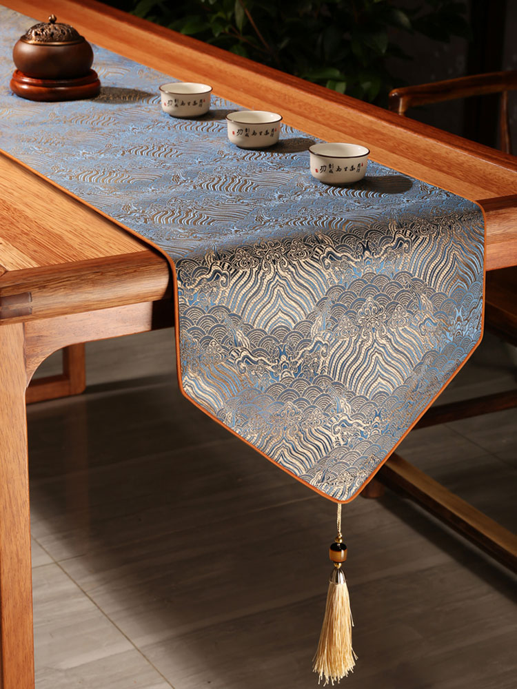 桌旗中式新中式轻奢高端茶几布装饰茶桌布餐桌电视柜垫布床旗定制