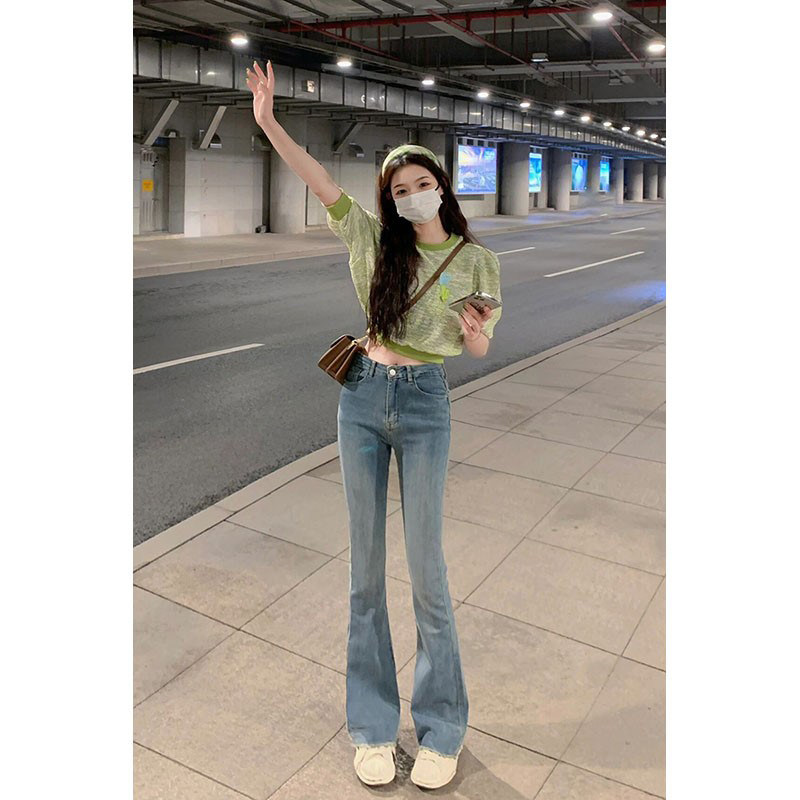 复古微喇叭牛仔裤子女裤子毛边弹力夏季薄款2026新款高腰修身显瘦