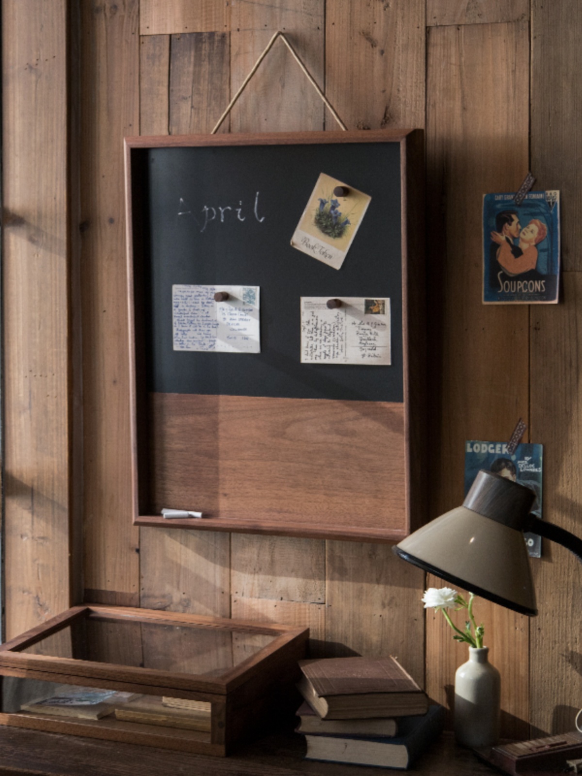 山隐造物家具黑胡桃实木照片板留言板玄关黑板电表遮挡相框