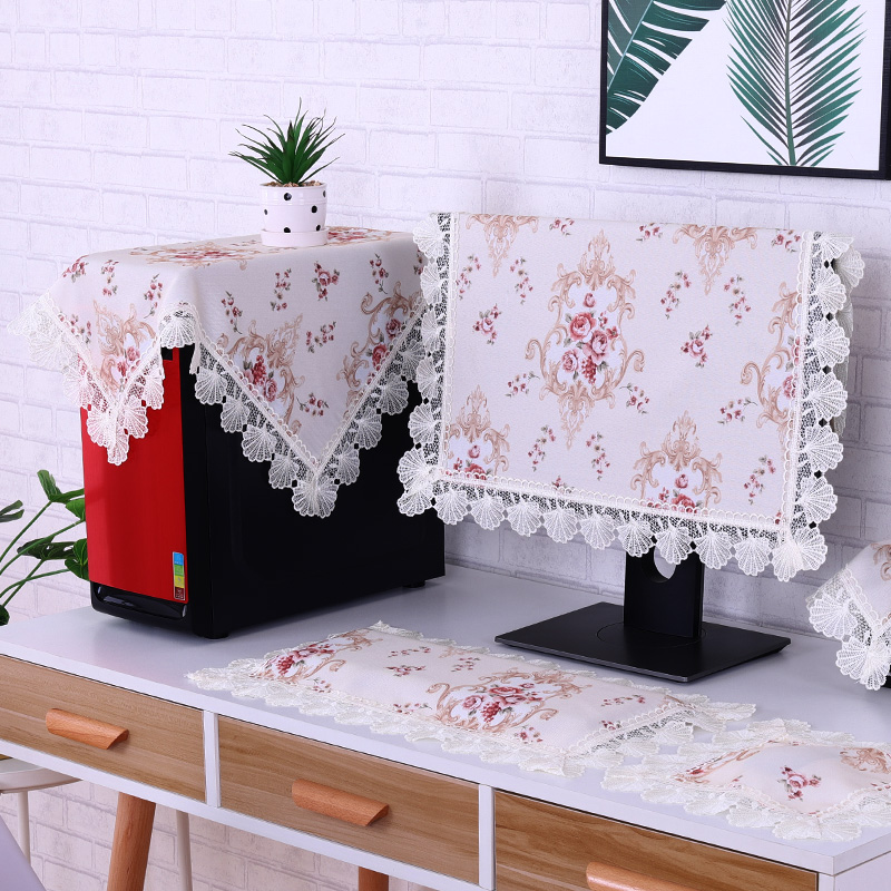 电脑罩防尘罩盖布台式电脑的防尘布欧式22寸27寸电脑防尘布多用巾