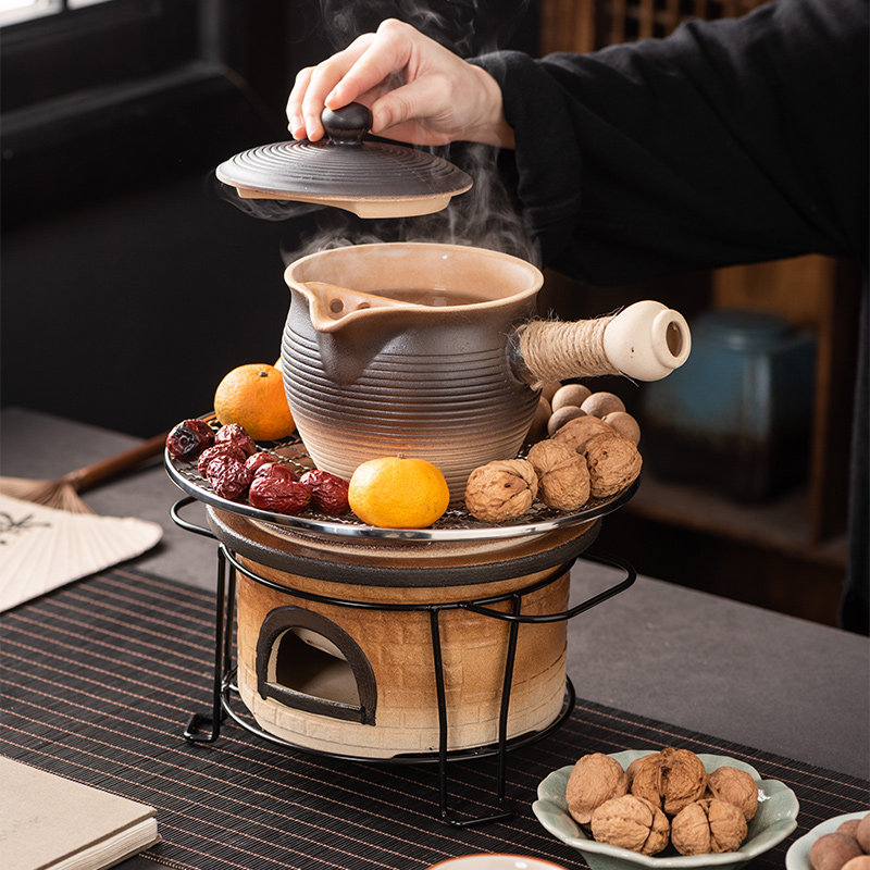 可干烧陶土罐罐壶炭炉围炉煮奶茶壶套装户外碳炉酒精炉煮茶器茶炉