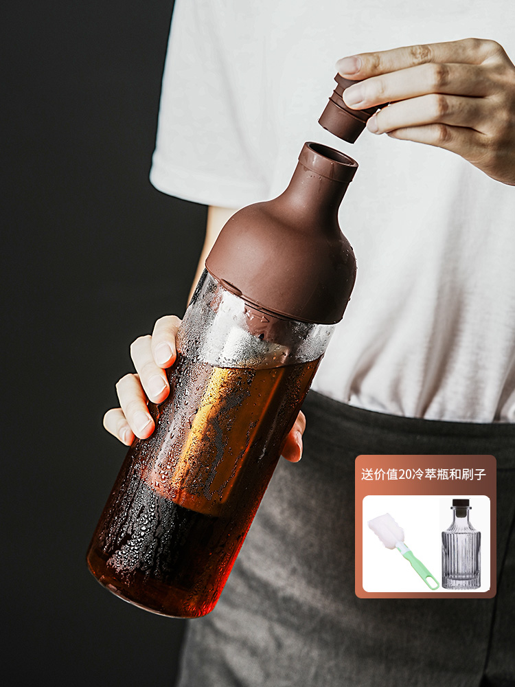 日式冷萃咖啡壶玻璃耐热防爆家用咖啡过滤杯密封萃取瓶冰滴冷泡壶