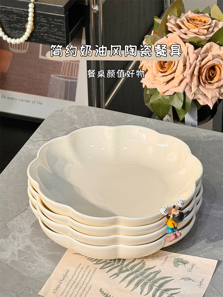 高级感蒸鱼盘子家用2025新款釉下彩陶瓷餐盘炒菜菜盘碗盘碗筷套装