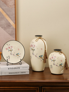 新中式古装国风玄关客厅电视柜茶室摆件花瓶新家家居装饰品三件套