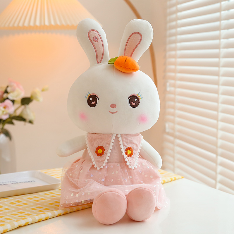 新甜心穿裙子小兔子公仔布娃娃可爱抱枕儿童胡萝卜兔毛绒玩具女男