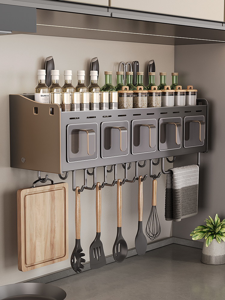 调料盒厨房家用置物架刀架筷子筒一体组盒套装调味罐瓶收纳壁挂式
