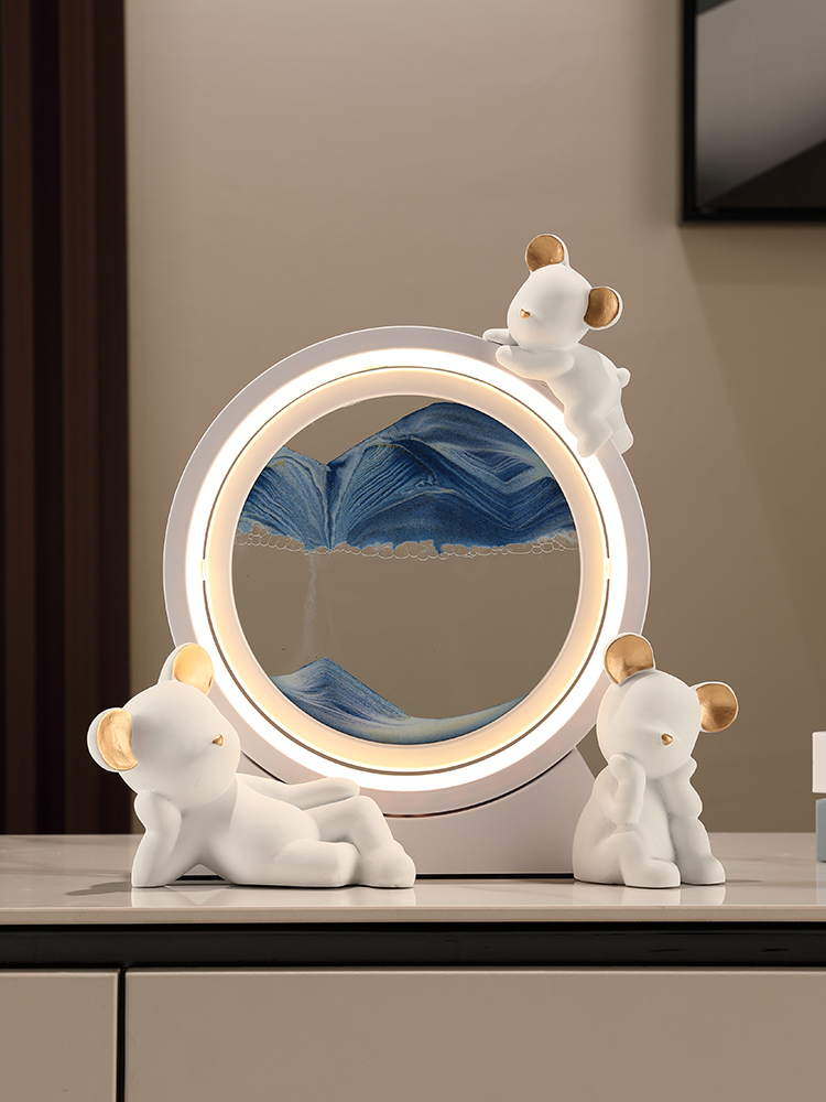 创意夜灯流沙画沙漏摆件入户客厅酒柜装饰轻奢高档搬新家乔迁礼品