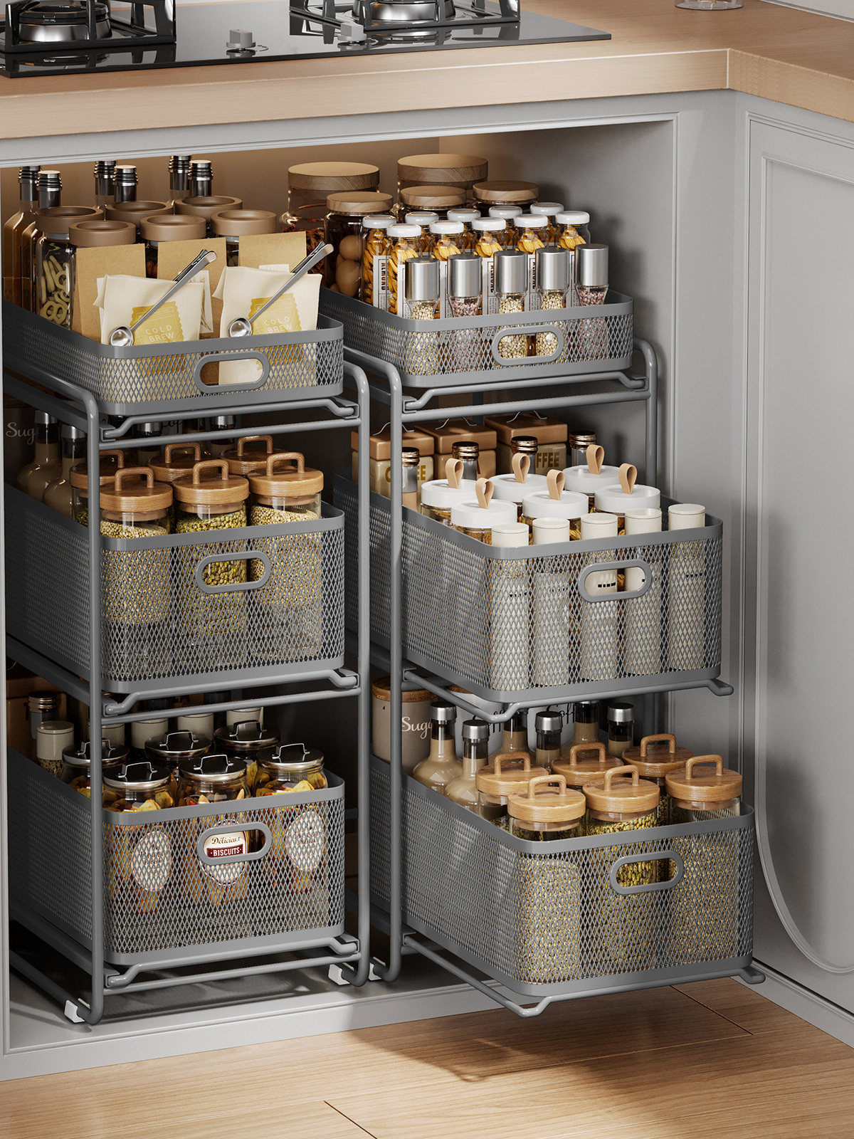 厨房下水槽置物架抽拉式碗碟收纳神器水杯调料拉篮抽屉橱柜内分层,厨房/烹饪用具,厨房抽屉置物架,淘宝优惠券,粉丝福利购,淘宝优惠卷