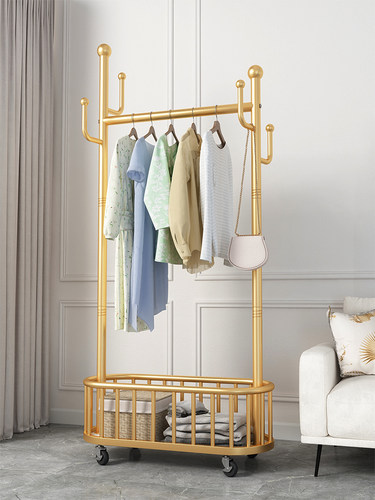 衣架落地卧室挂衣架可移动带轮家用室内网红轻奢晾衣架简易衣帽架