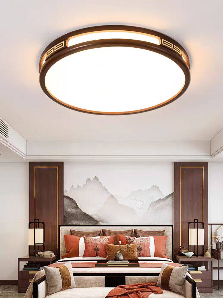 新中式胡桃木LED吸顶灯简约现代客厅主卧室餐厅房间2025新款灯具