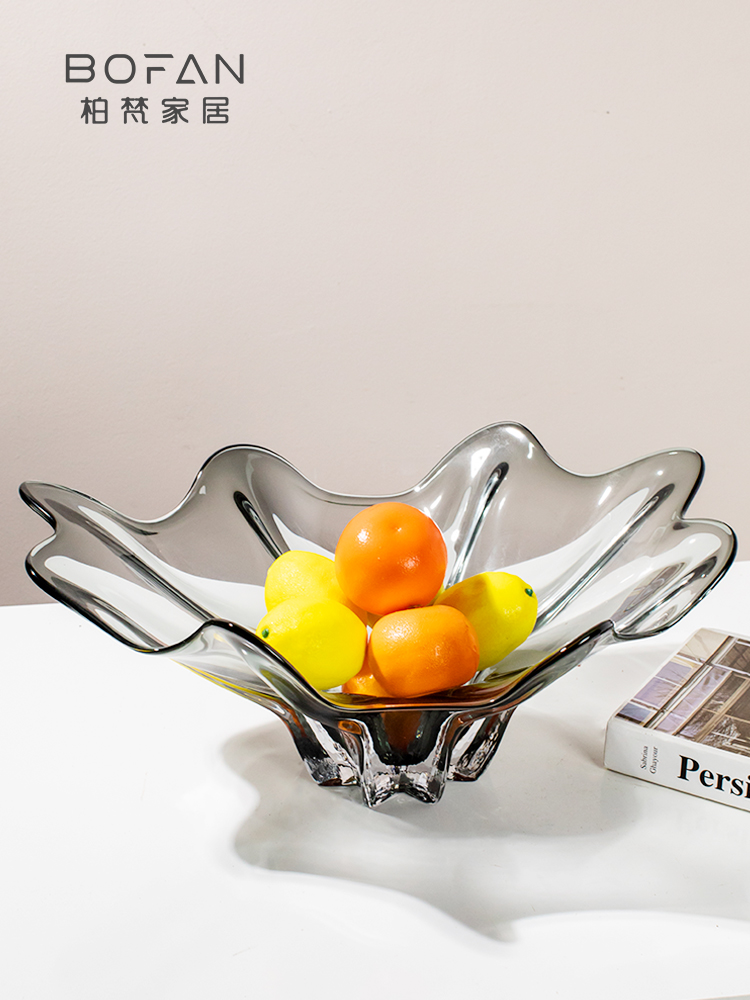 柏梵轻奢琉璃果盘高档简约水果盘客厅家用茶几餐桌装饰收纳摆件