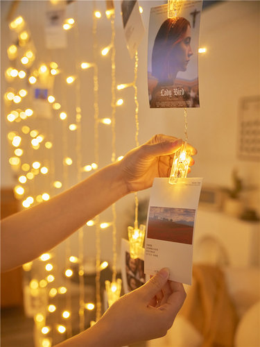 爱心窗帘灯彩灯闪灯串灯满天星房间布置生日快乐创意圣诞氛围布置