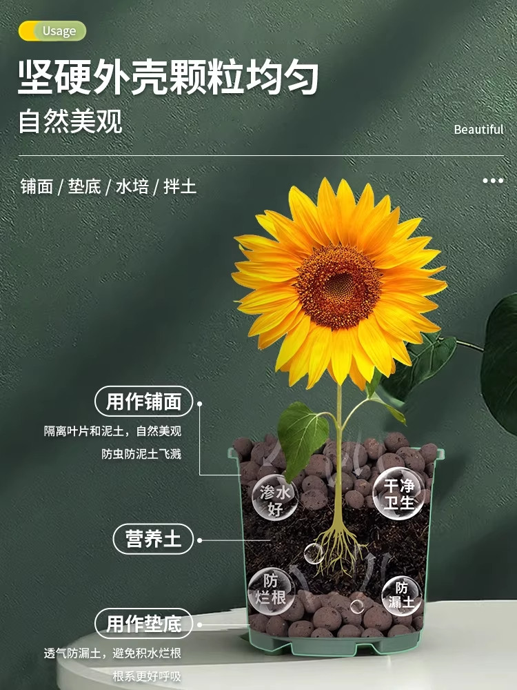 陶粒垫底养花专用多肉营养土水培盆栽养花盆铺面石回填火山石颗粒