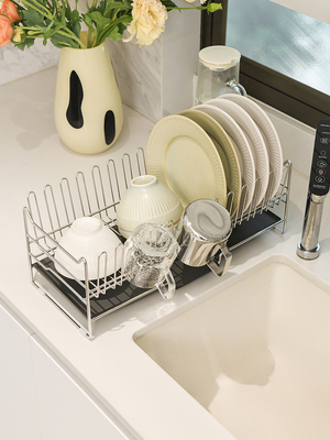 304不锈钢碗碟沥水架家用晾餐具厨房洗碗水槽碗盘汲水置物架窄边