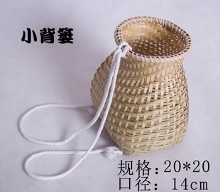 儿童小背篓道具采茶竹楼框小背篓鱼篓手工竹编采茶娄竹篓竹筐装饰